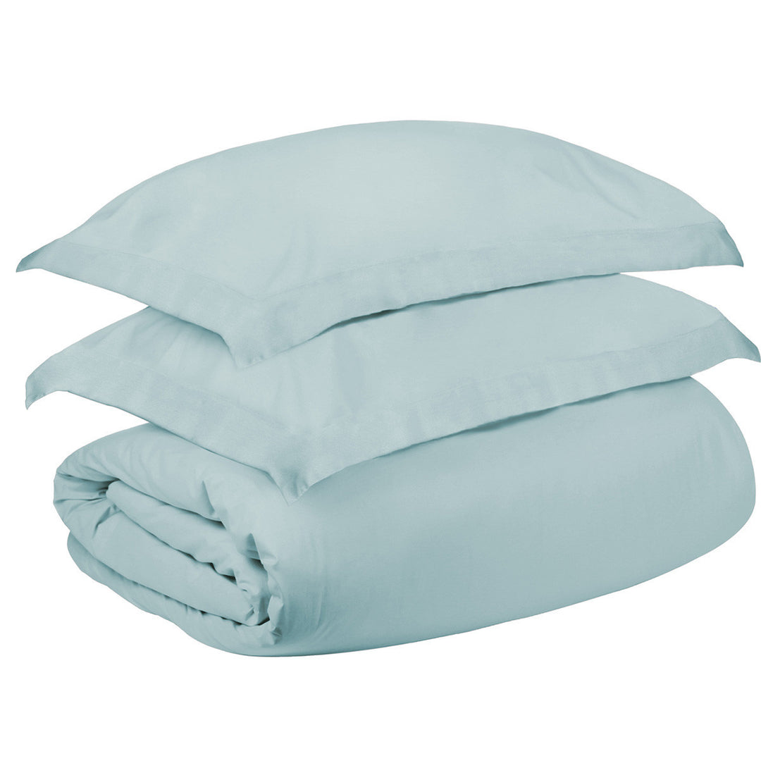 Light Blue King Cotton Blend 400 Thread Count Washable Duvet Cover Set