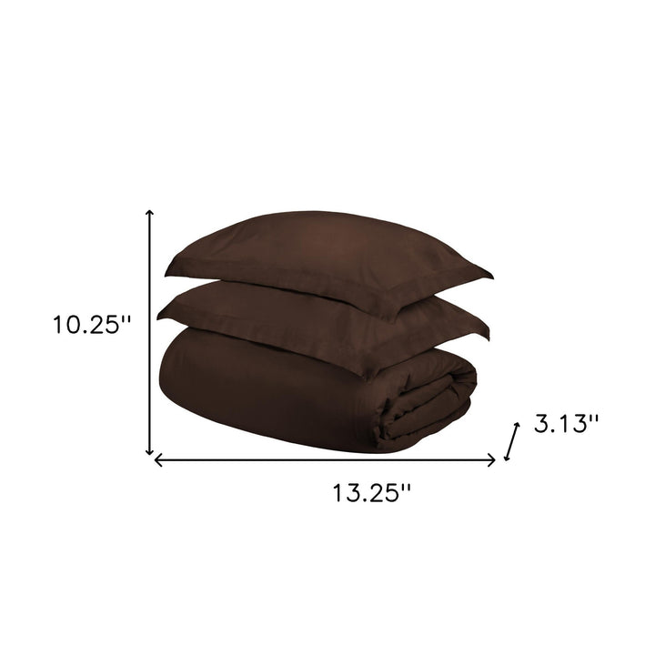 Dark Brown King Cotton Blend 400 Thread Count Washable Duvet Cover Set