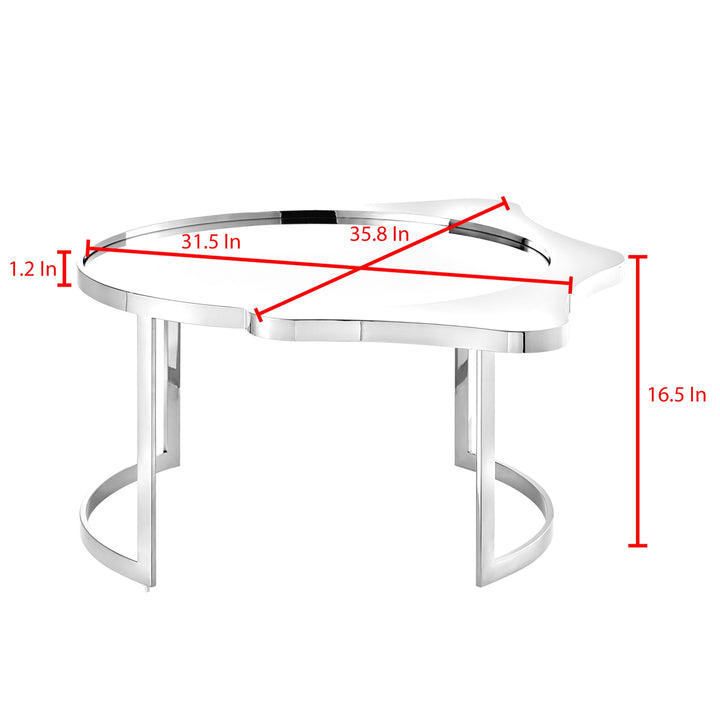 32" Gold Glass And Stainless Steel Round Mirrored Coffee Table