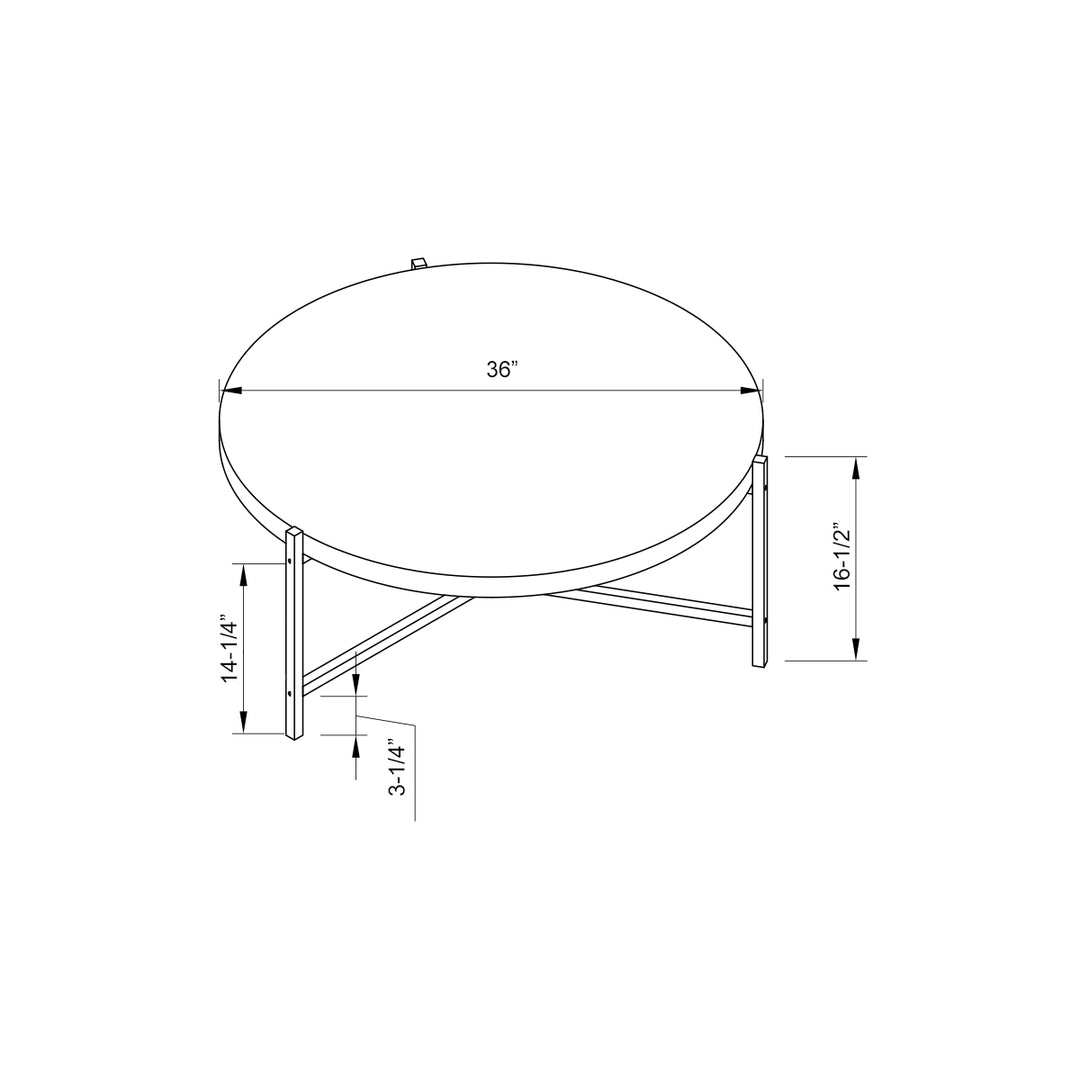 37" Natural And White Metal Round Coffee Table