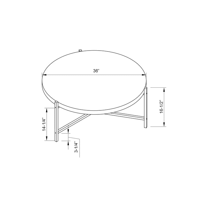 37" Sandy Brown And Black Metal Round Coffee Table