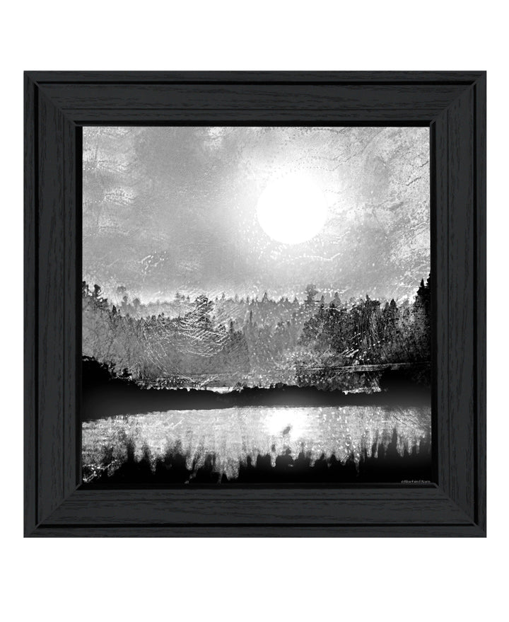 Big Moon Lake Black Framed Print Wall Art