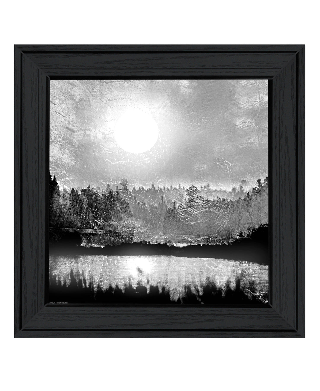 Big Moon Lake Black Framed Print Wall Art