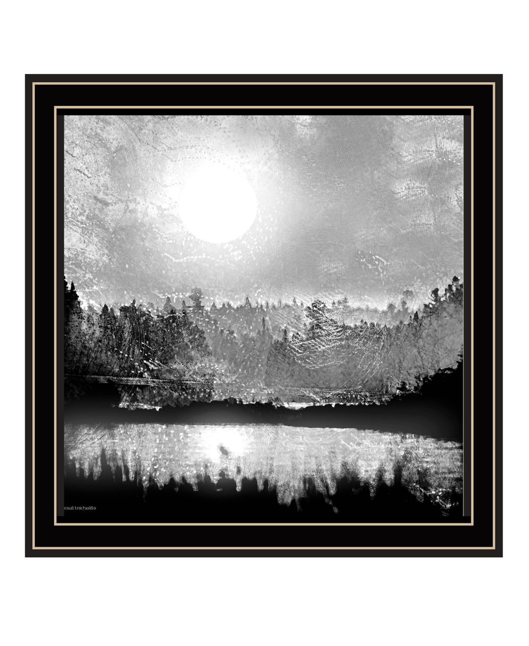 Big Moon Lake Black Framed Print Wall Art