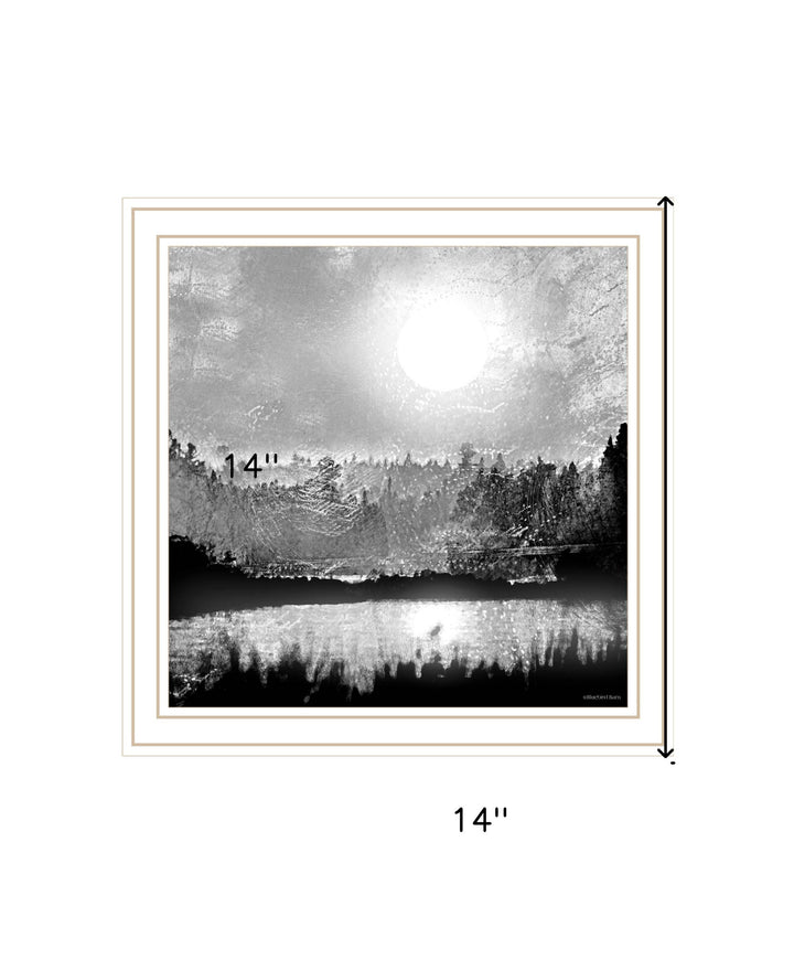 Big Moon Lake Black Framed Print Wall Art