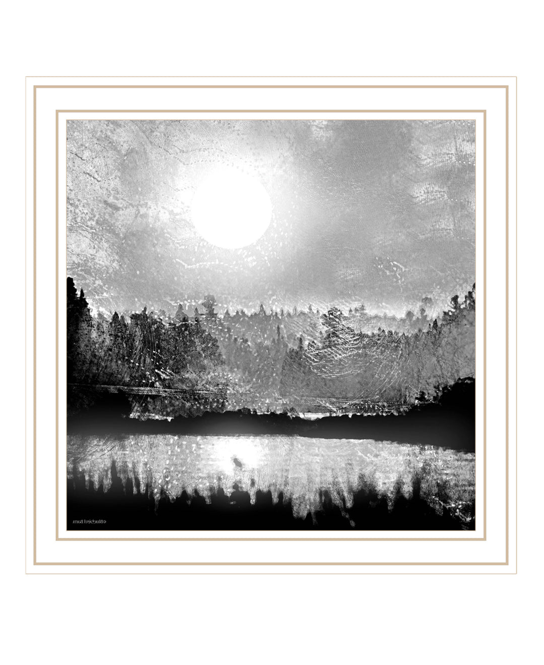 Big Moon Lake Black Framed Print Wall Art