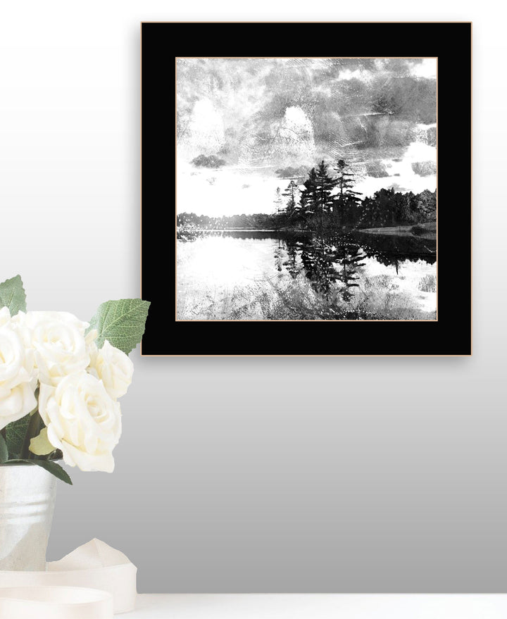 Lakeside Pines Black Framed Print Wall Art