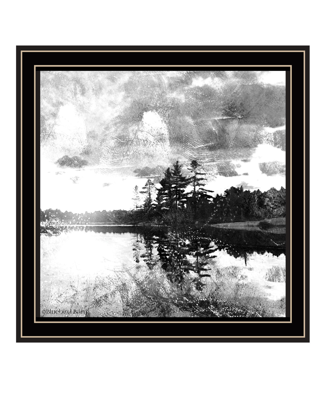 Lakeside Pines Black Framed Print Wall Art