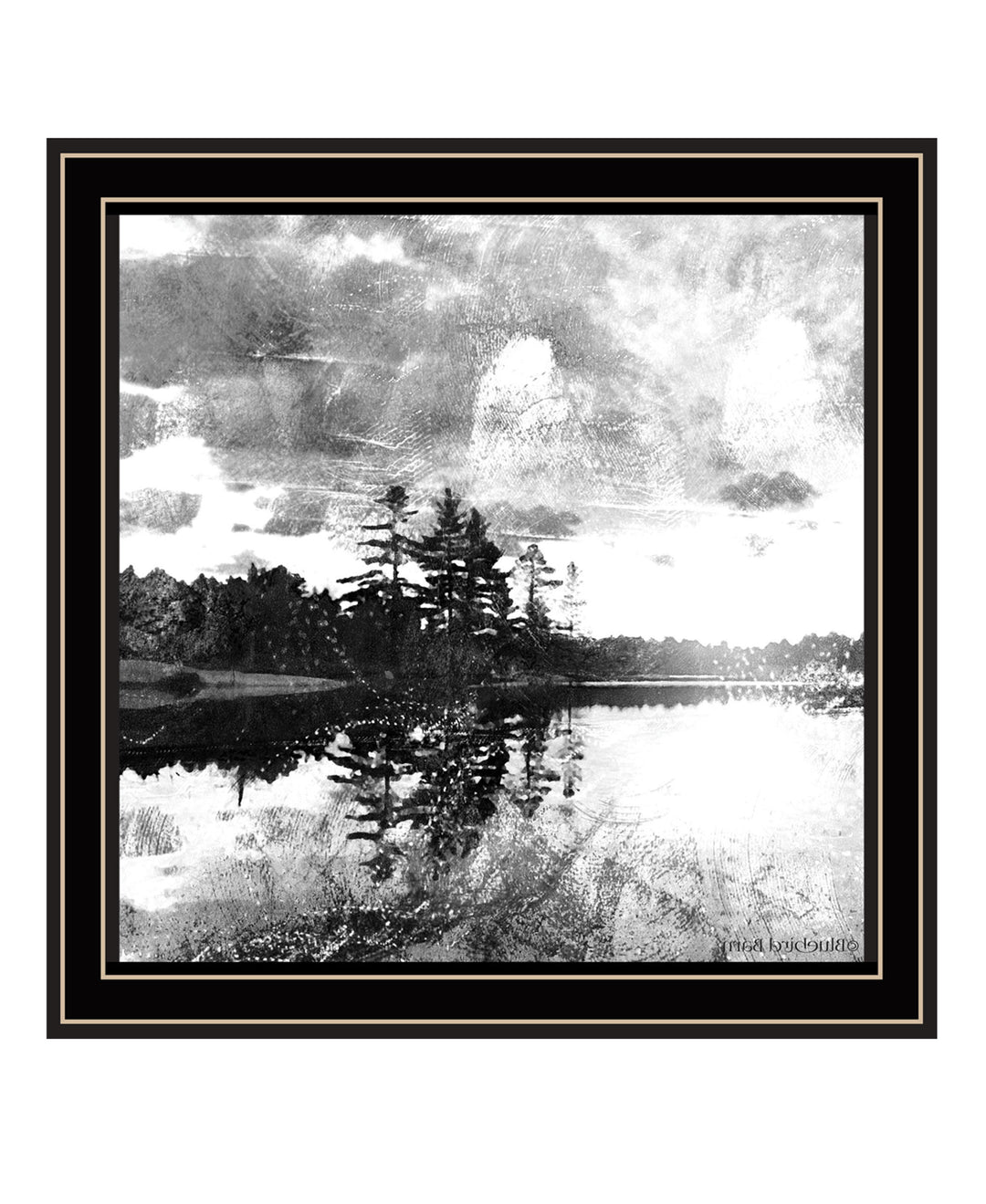 Lakeside Pines Black Framed Print Wall Art