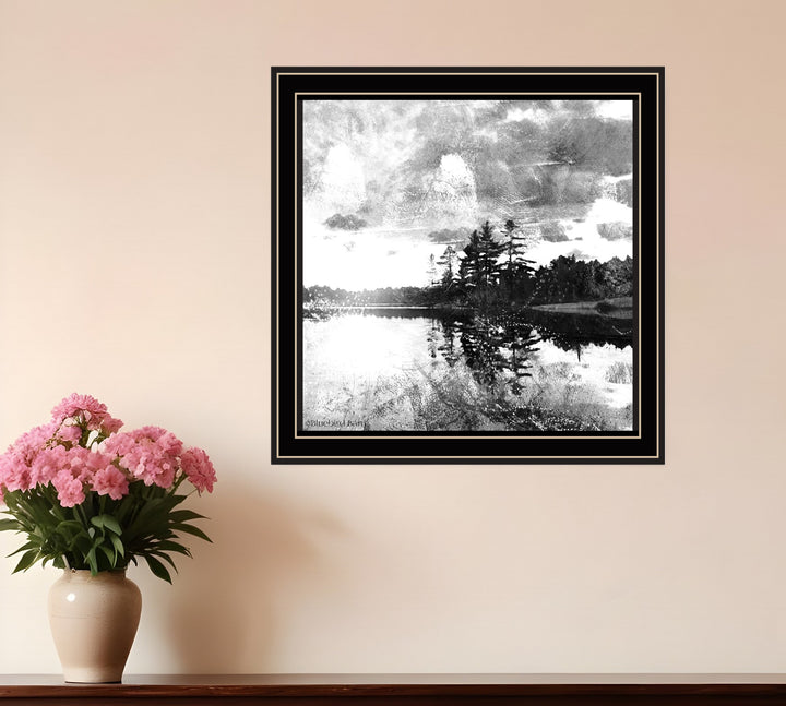 Lakeside Pines Black Framed Print Wall Art