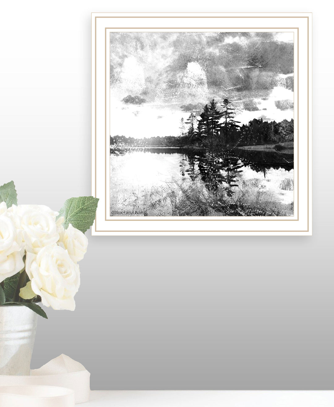 Lakeside Pines Black Framed Print Wall Art