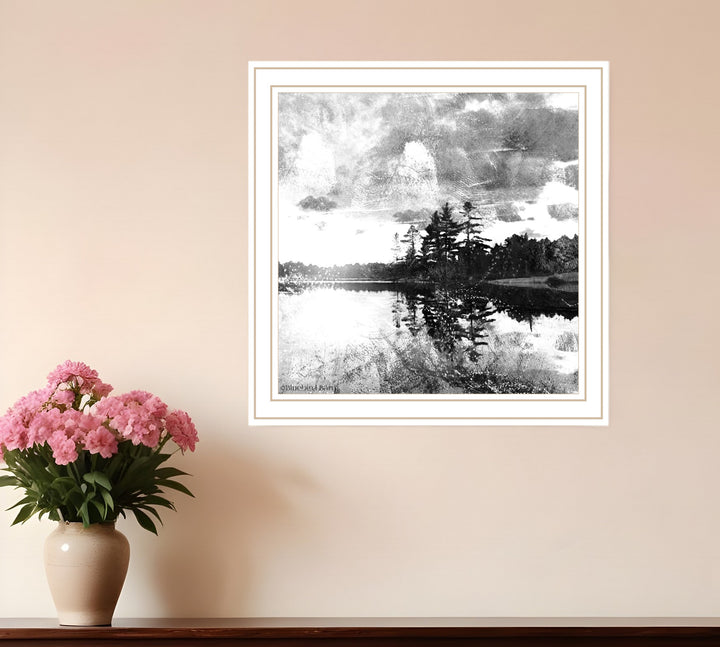 Lakeside Pines Black Framed Print Wall Art