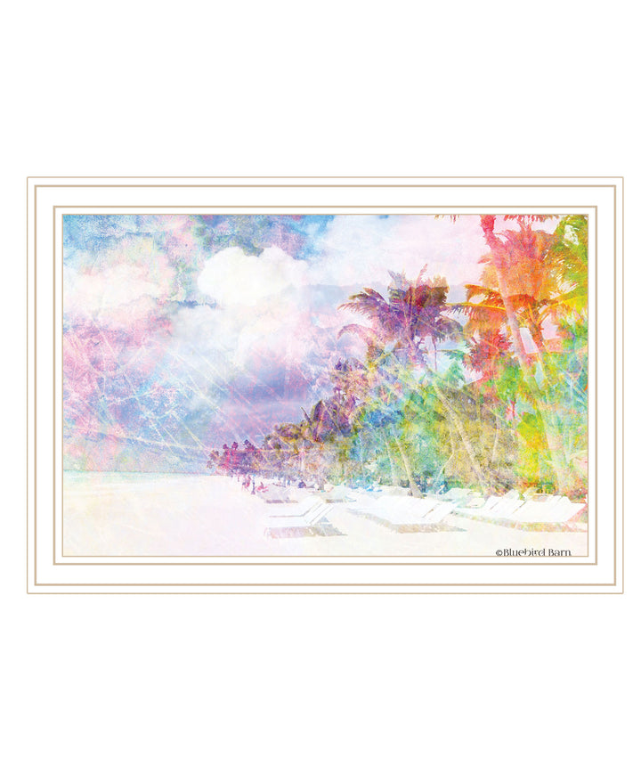 Rainbow Colors on the Coast White Framed Print Wall Art