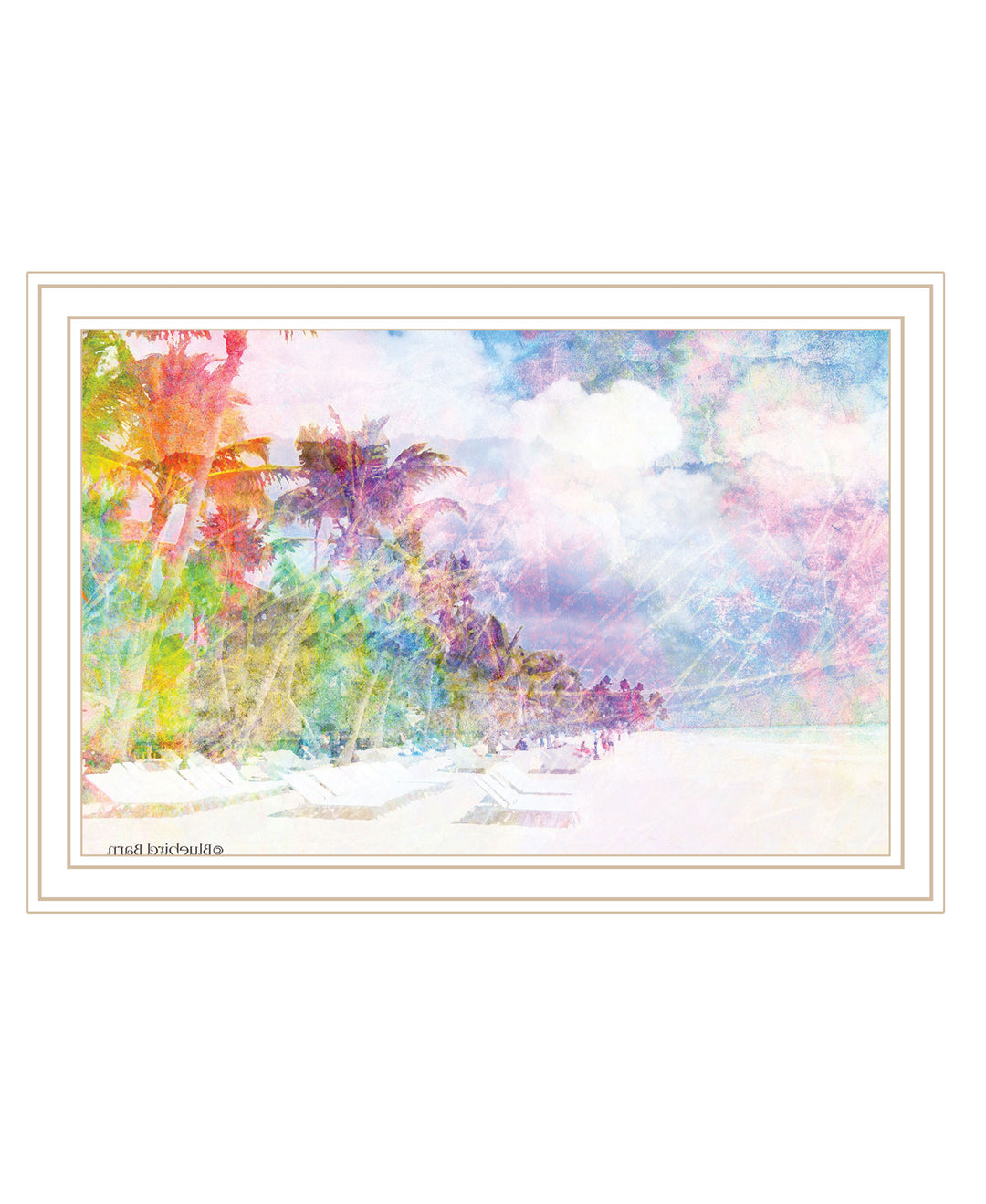 Rainbow Colors on the Coast White Framed Print Wall Art