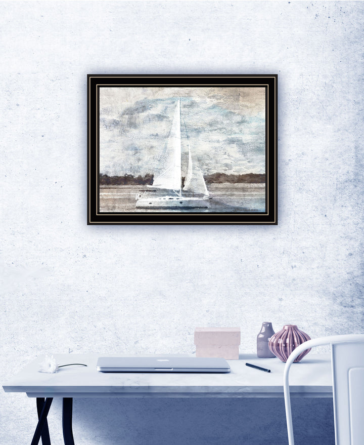 Sailboat on Water Black Framed Print Wall Art