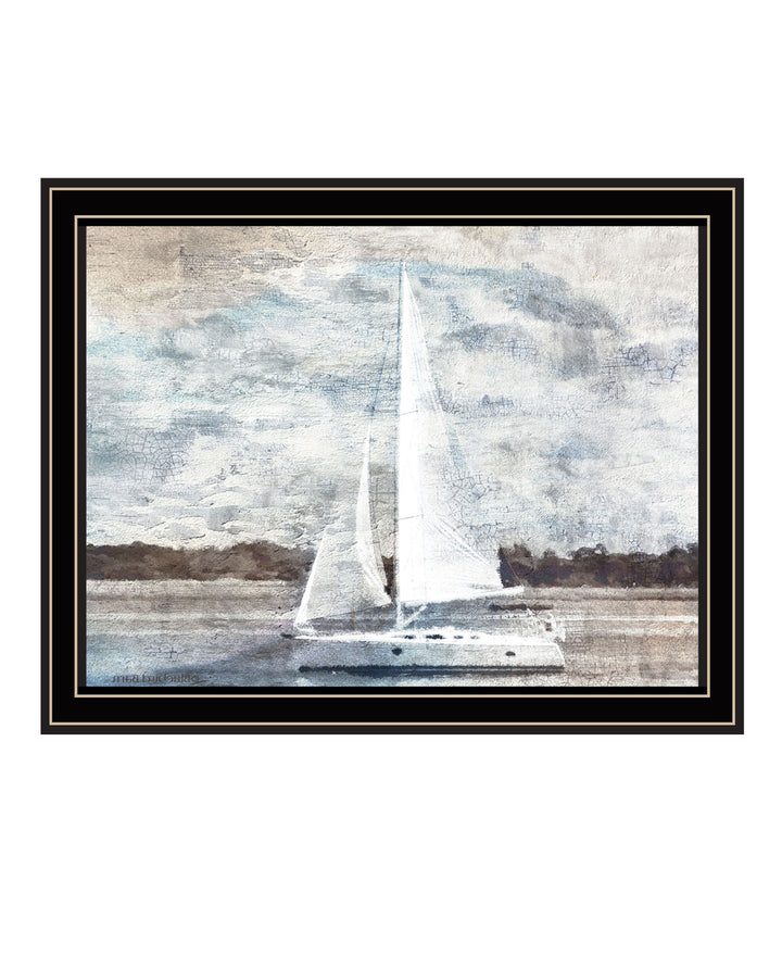 Sailboat on Water Black Framed Print Wall Art