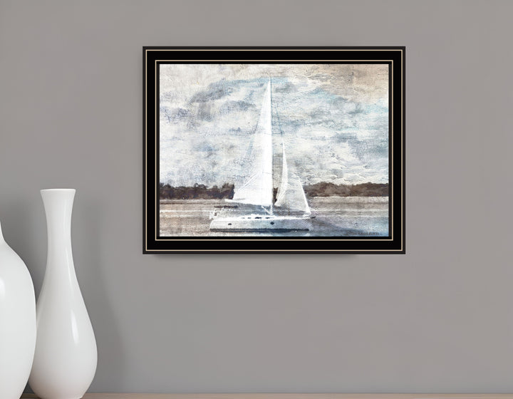 Sailboat on Water Black Framed Print Wall Art