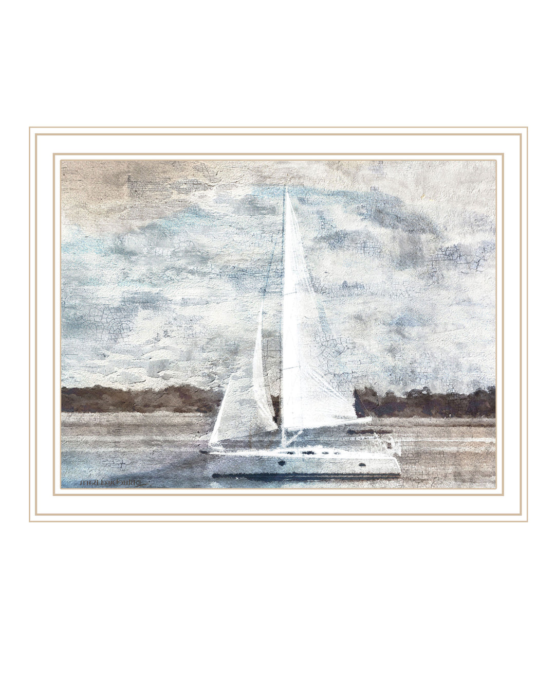 Sailboat on Water White Framed Print Wall Art