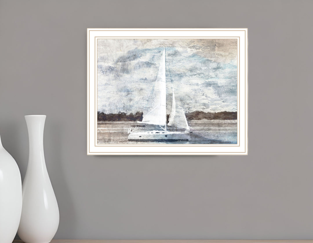 Sailboat on Water White Framed Print Wall Art