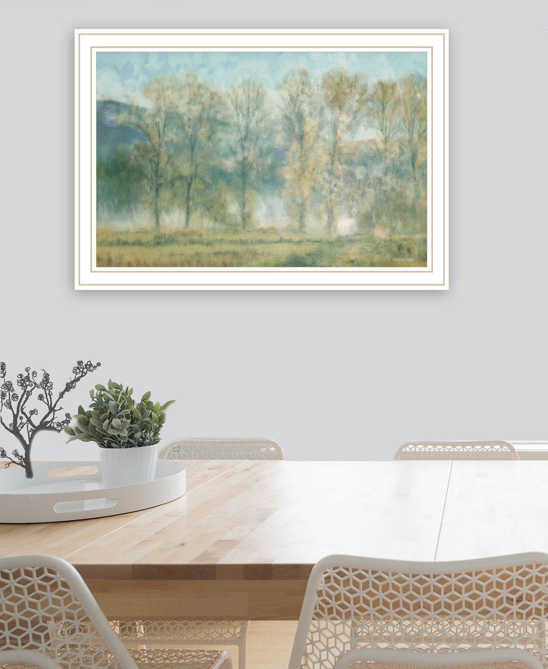 Peaceful Tree Line Black Framed Print Wall Art