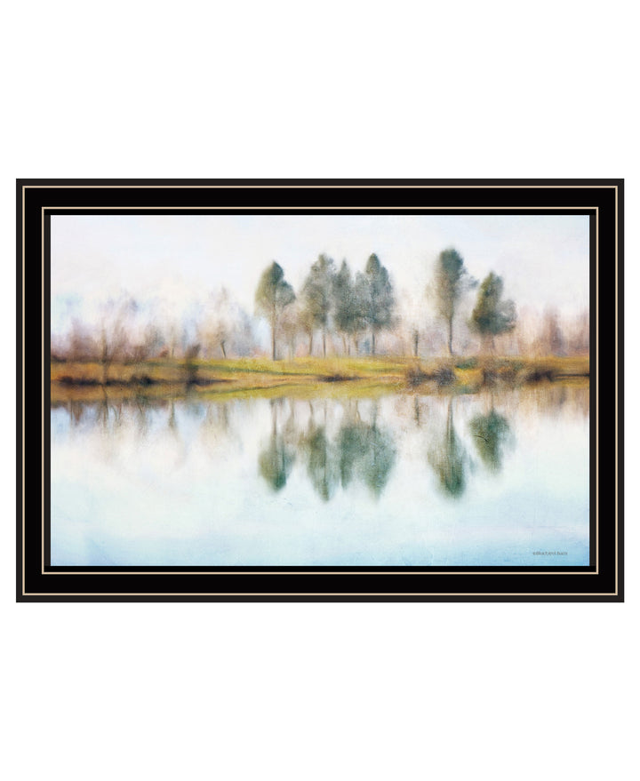 Lake Reflections Black Framed Print Wall Art