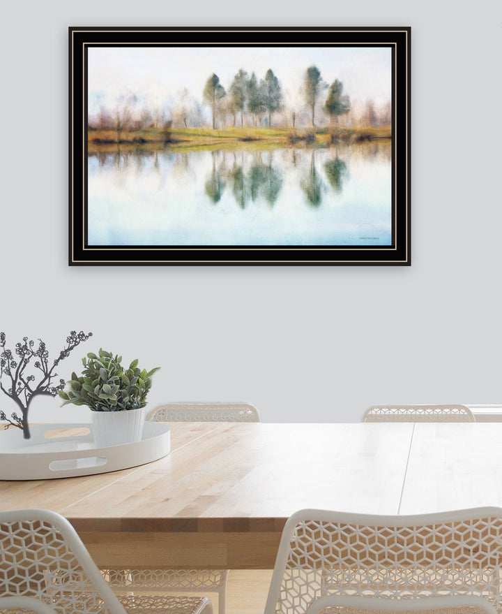 Lake Reflections Black Framed Print Wall Art