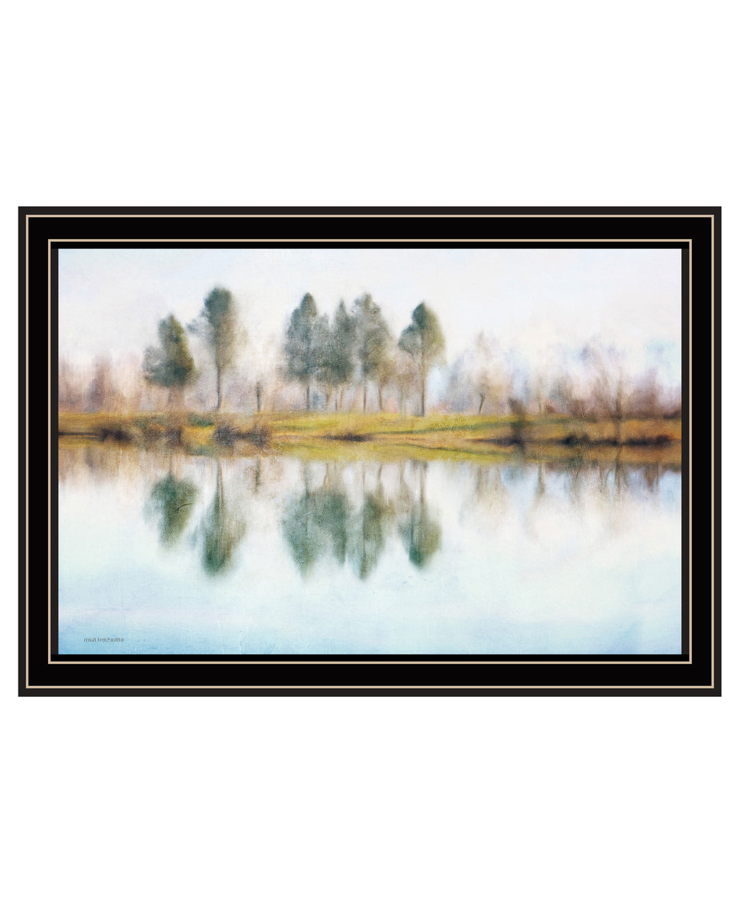 Lake Reflections Black Framed Print Wall Art