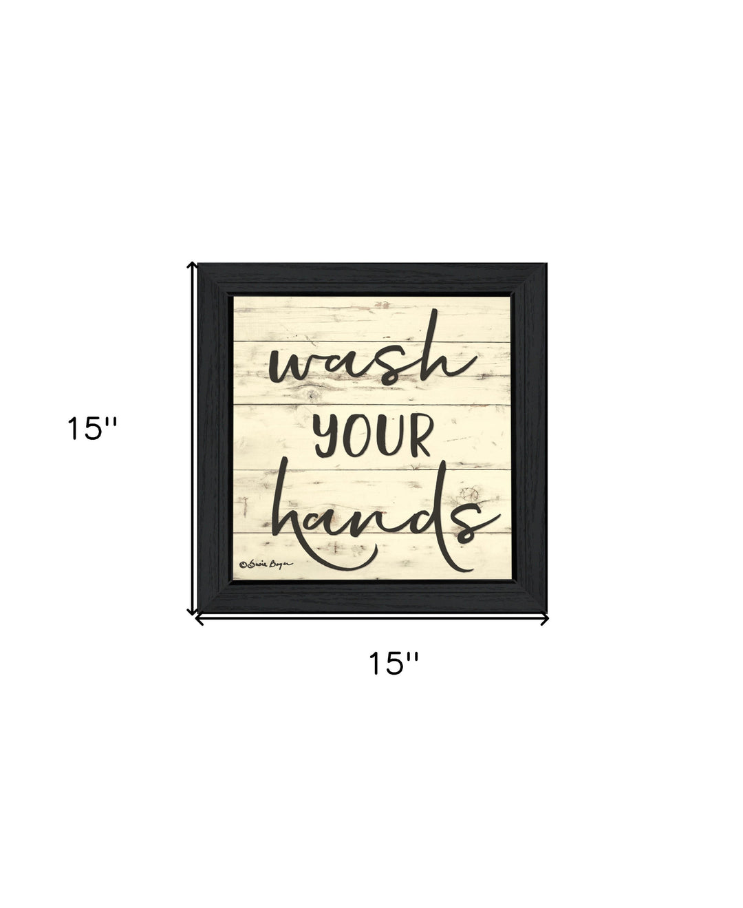 Wash Your Hands Black Framed Print Bathroom Wall Art