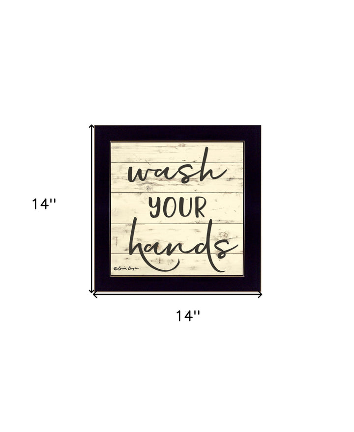 Wash Your Hands Black Framed Print Bathroom Wall Art