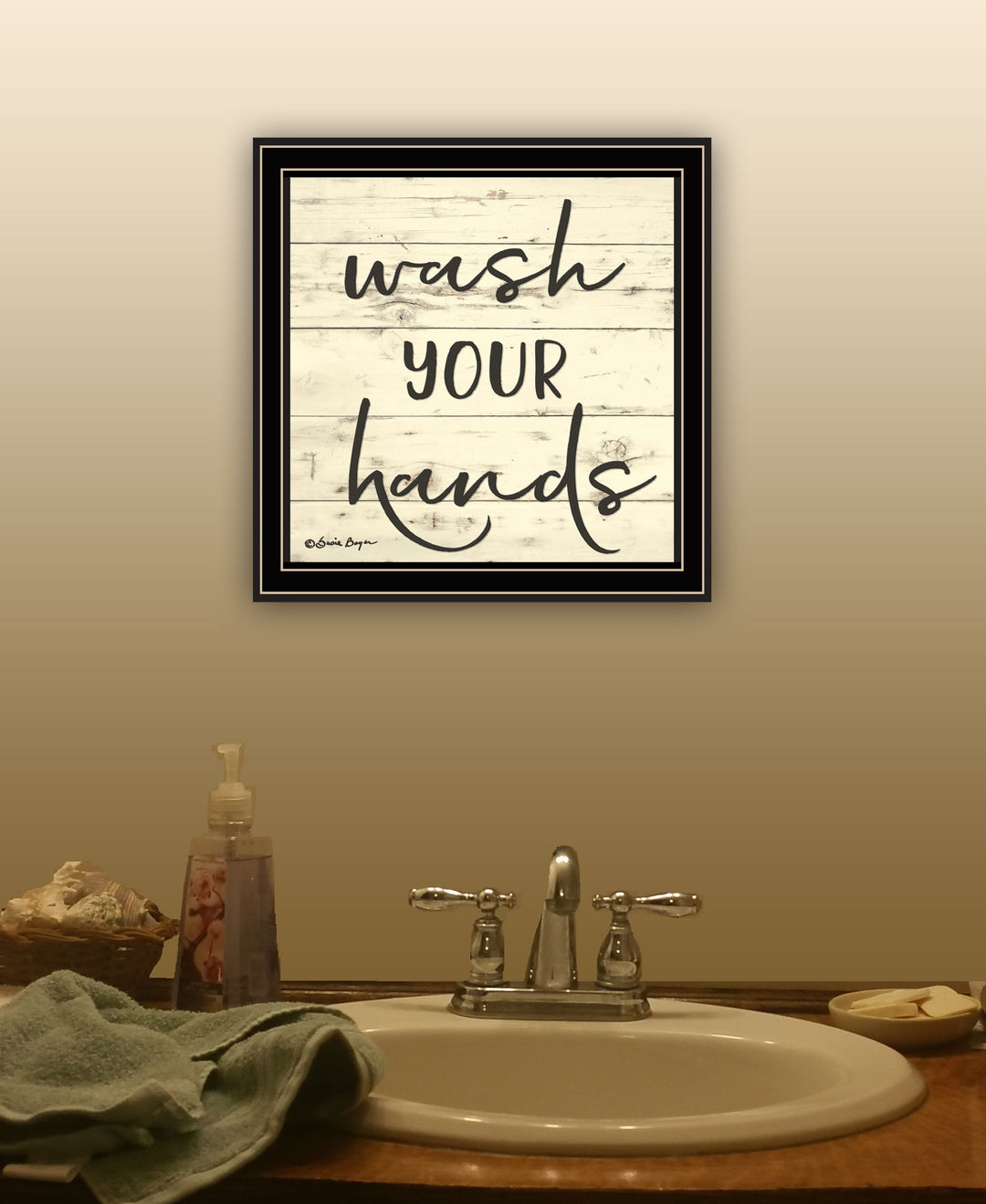 Wash Your Hands Black Framed Print Bathroom Wall Art