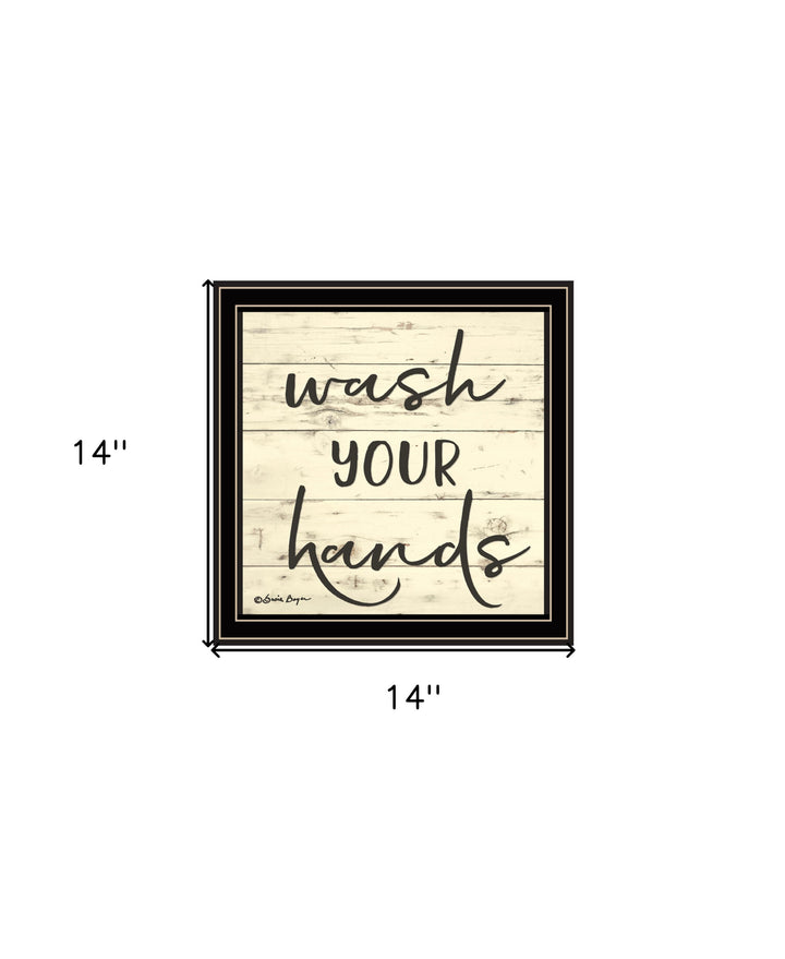 Wash Your Hands Black Framed Print Bathroom Wall Art