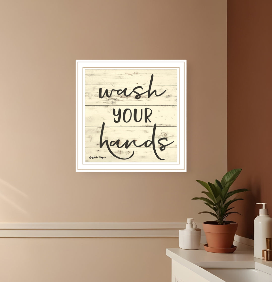 Wash Your Hands Black Framed Print Bathroom Wall Art