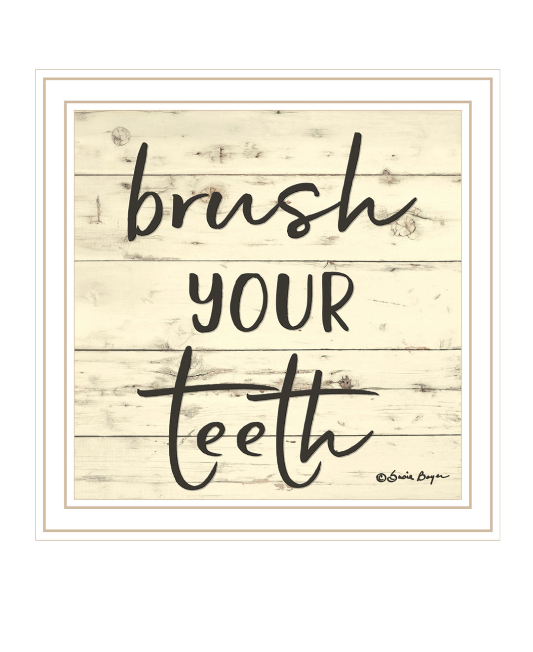 Brush your Teeth Black Framed Print Bathroom Wall Art