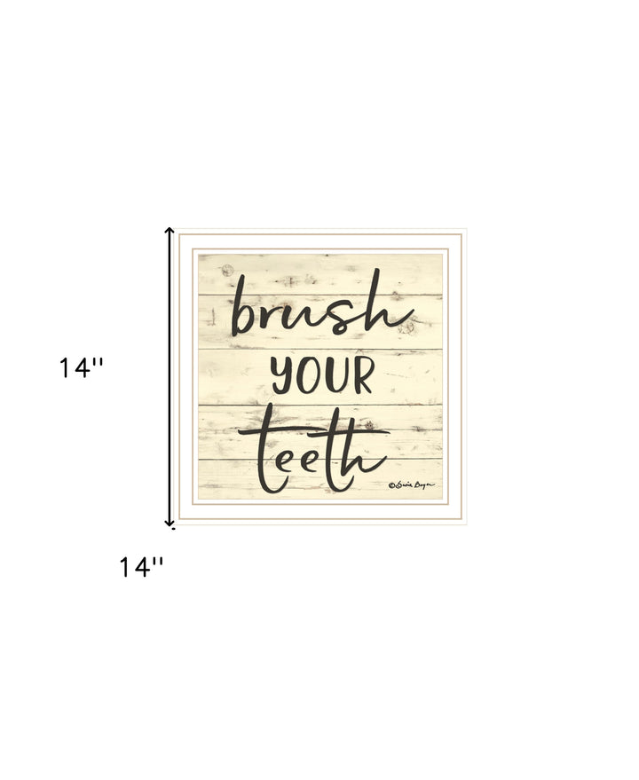 Brush your Teeth Black Framed Print Bathroom Wall Art