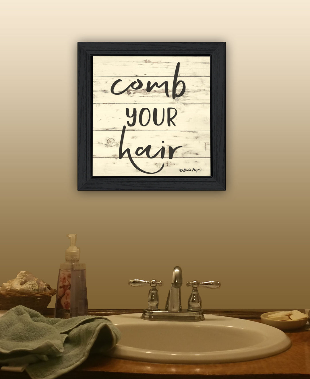 Comb Your Hair Black Framed Print Bathroom Wall Art