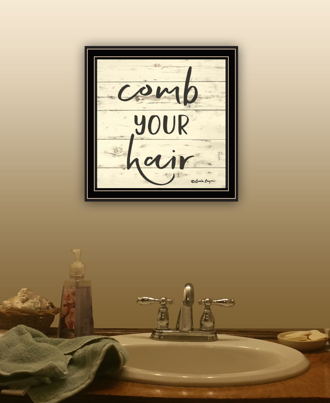 Comb Your Hair Black Framed Print Bathroom Wall Art