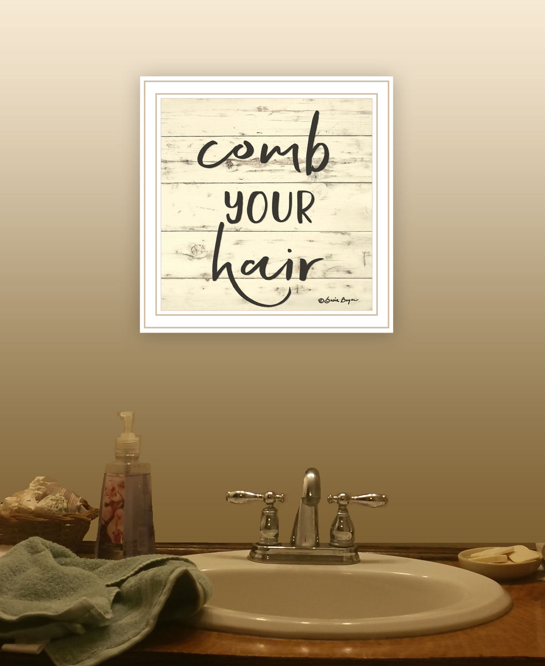 Comb Your Hair Black Framed Print Bathroom Wall Art