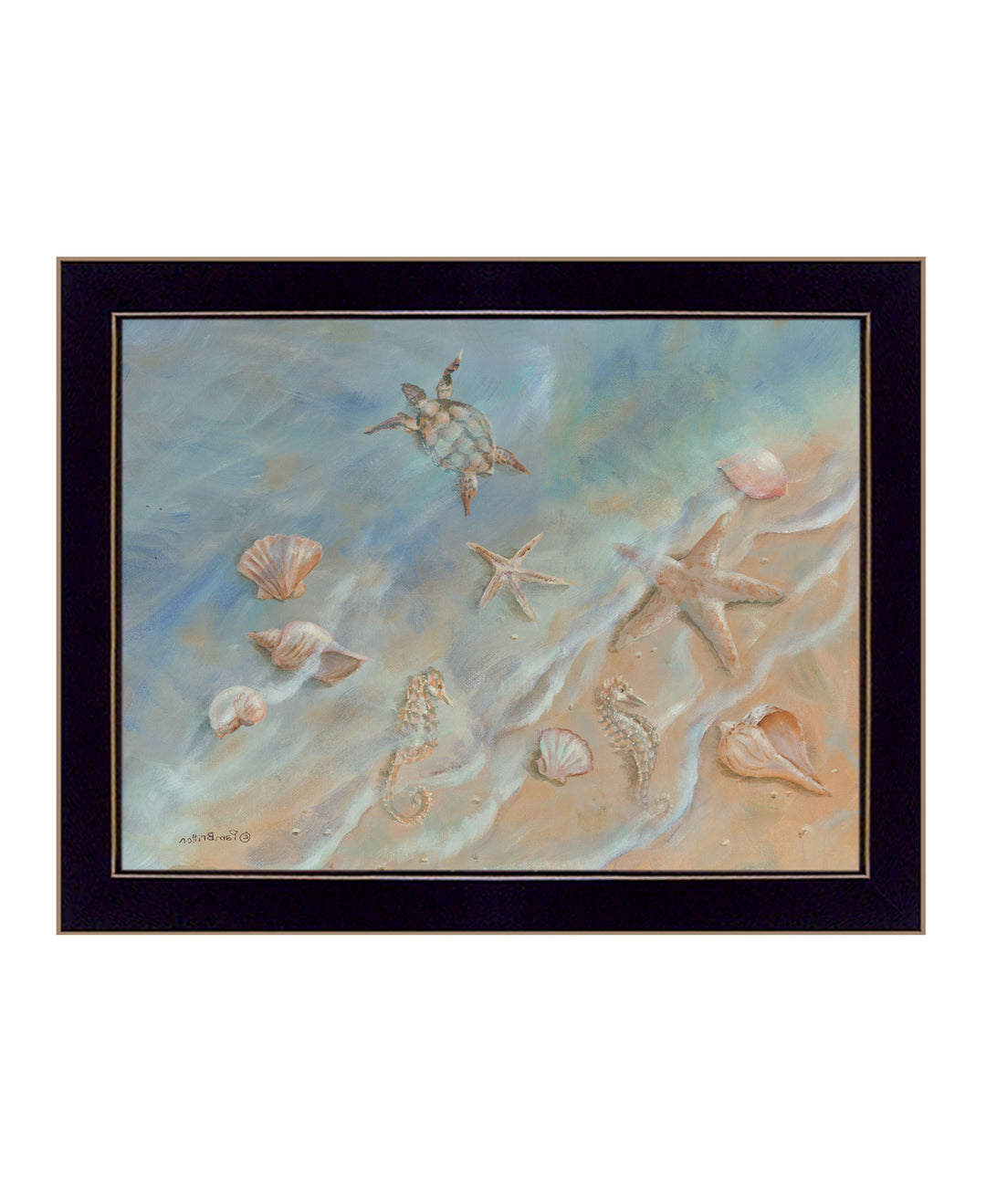 Seashore Star Black Framed Print Wall Art