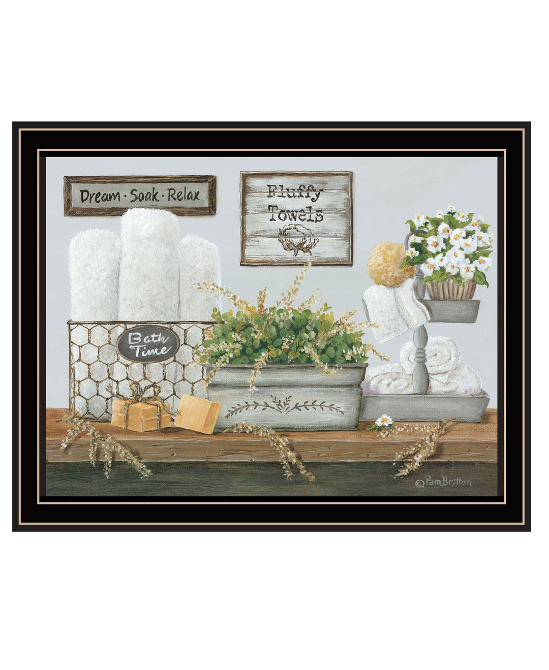 Fluffy Towels Black Framed Print Wall Art