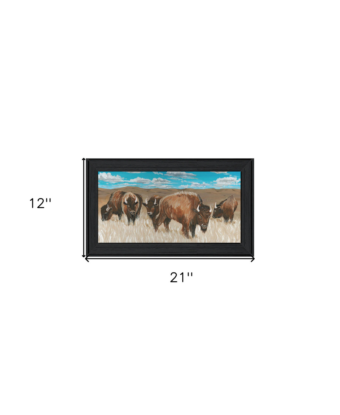 Bison Herd Black Framed Print Wall Art