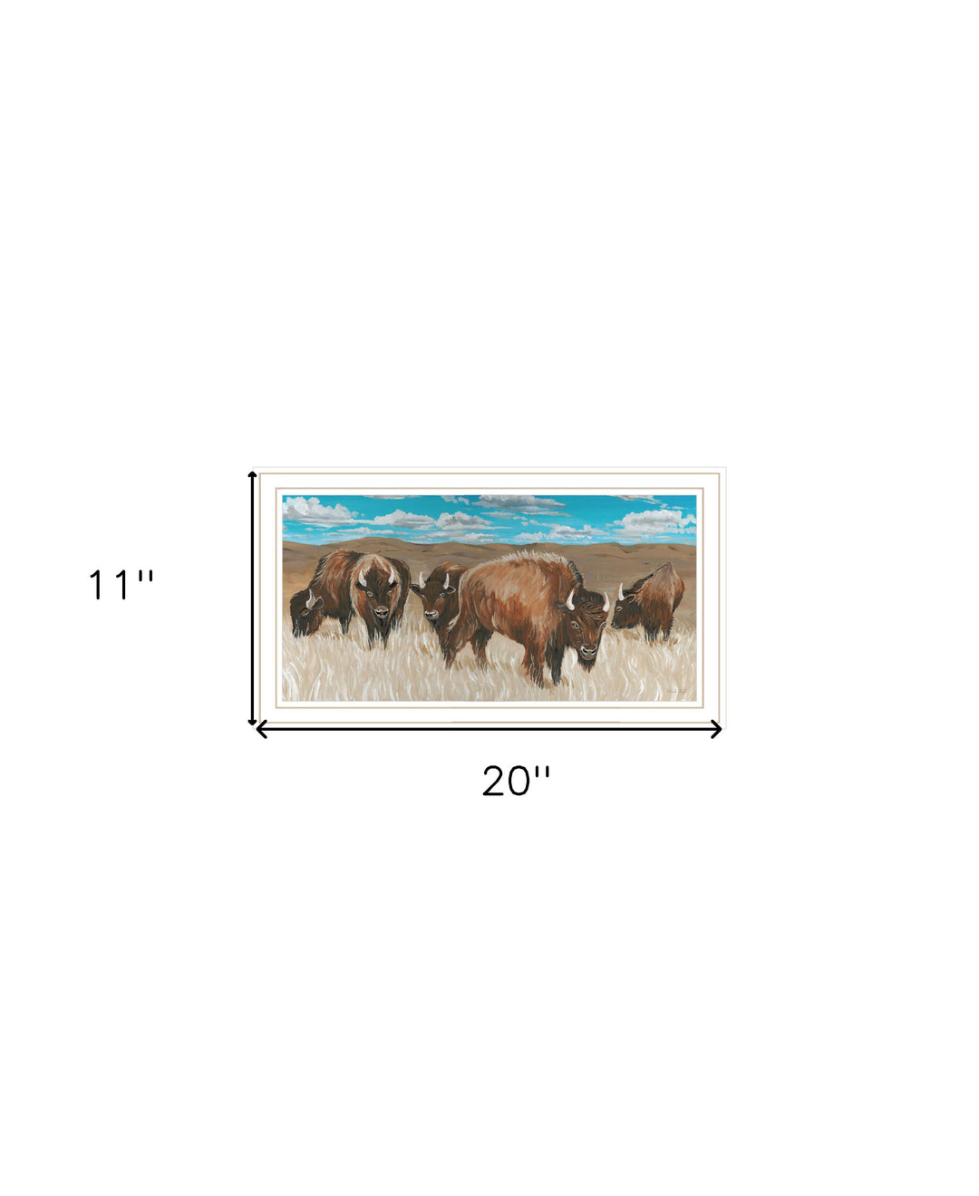 Bison Herd Black Framed Print Wall Art