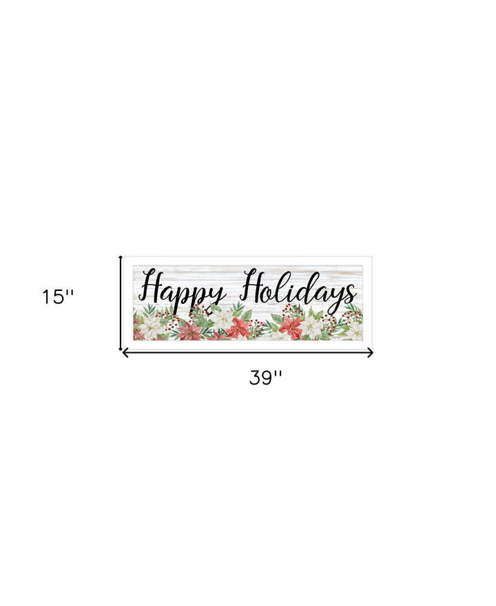 Happy Holiday White Framed Print Wall Art