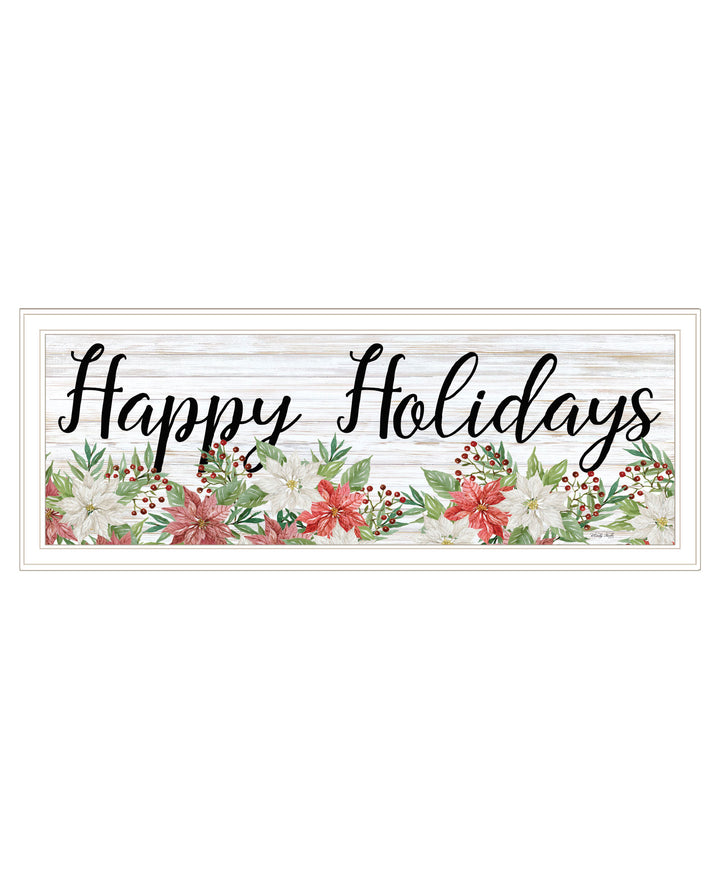 Happy Holiday White Framed Print Wall Art