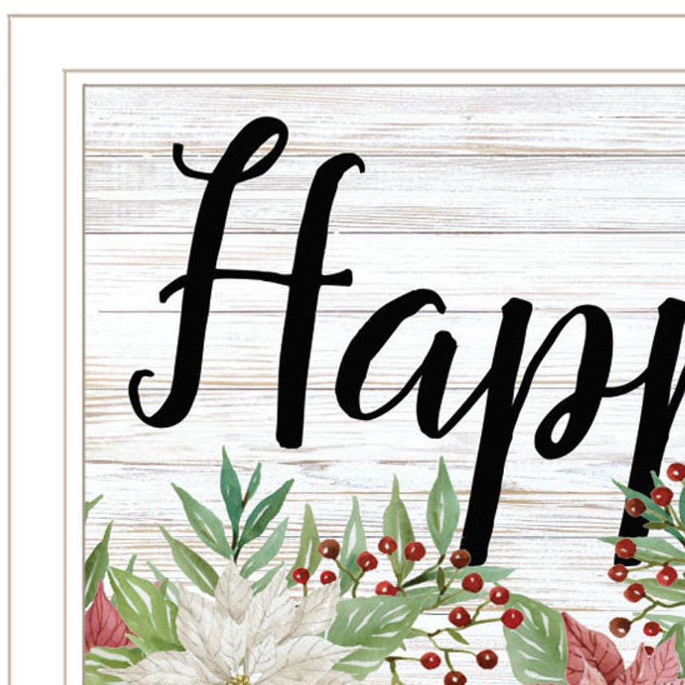 Happy Holiday White Framed Print Wall Art