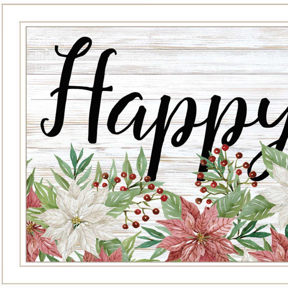 Happy Holiday White Framed Print Wall Art