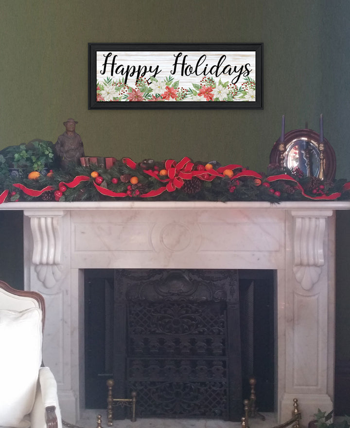 Happy Holiday Black Framed Print Wall Art