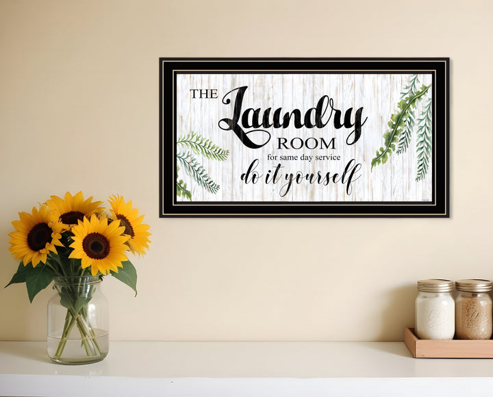 The Laundry Room Same Day Service Black and Brown Framed Print Laundry Wall Art