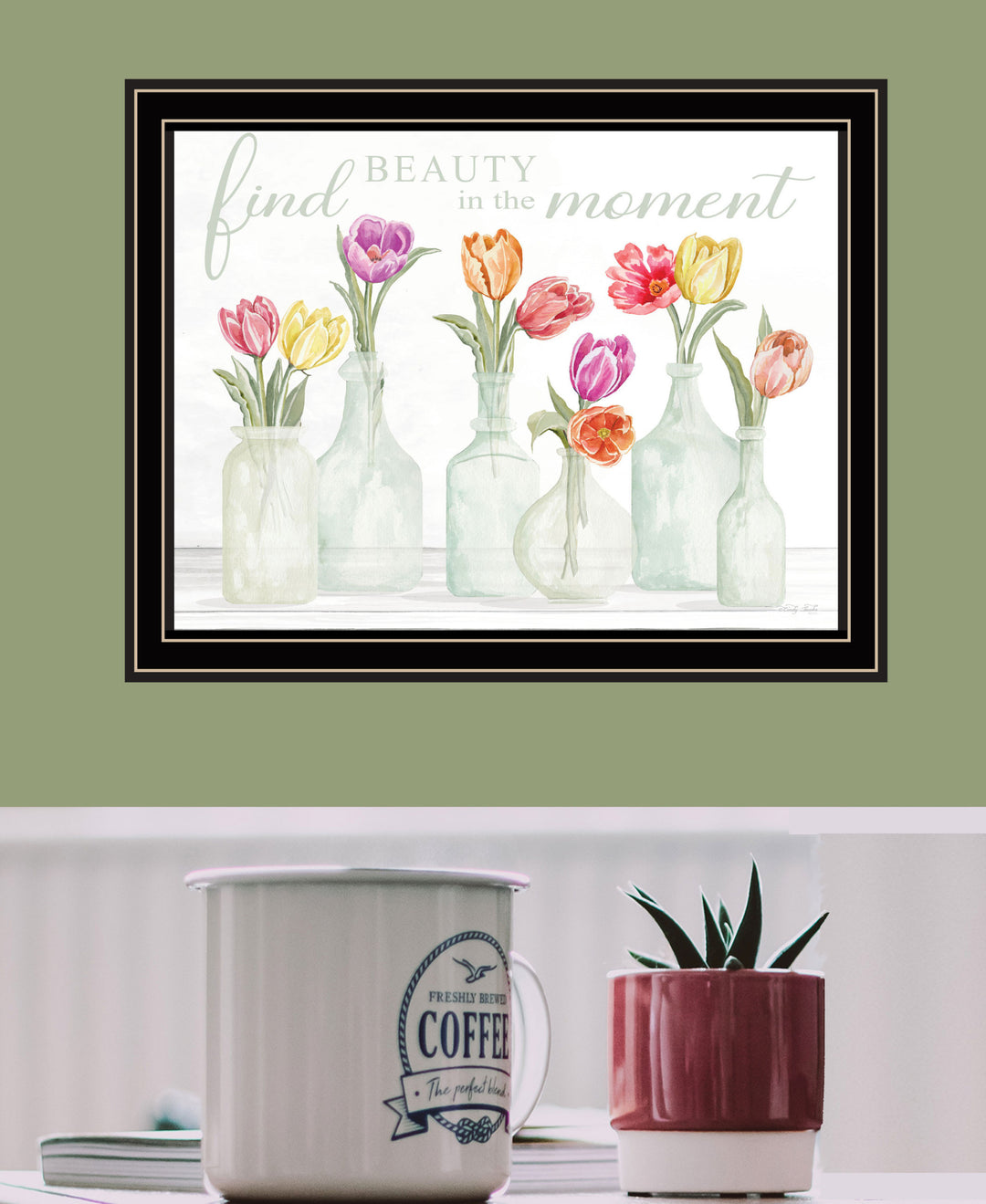 FIND BEAUTY IN THE MOMENT Black Framed Print Wall Art