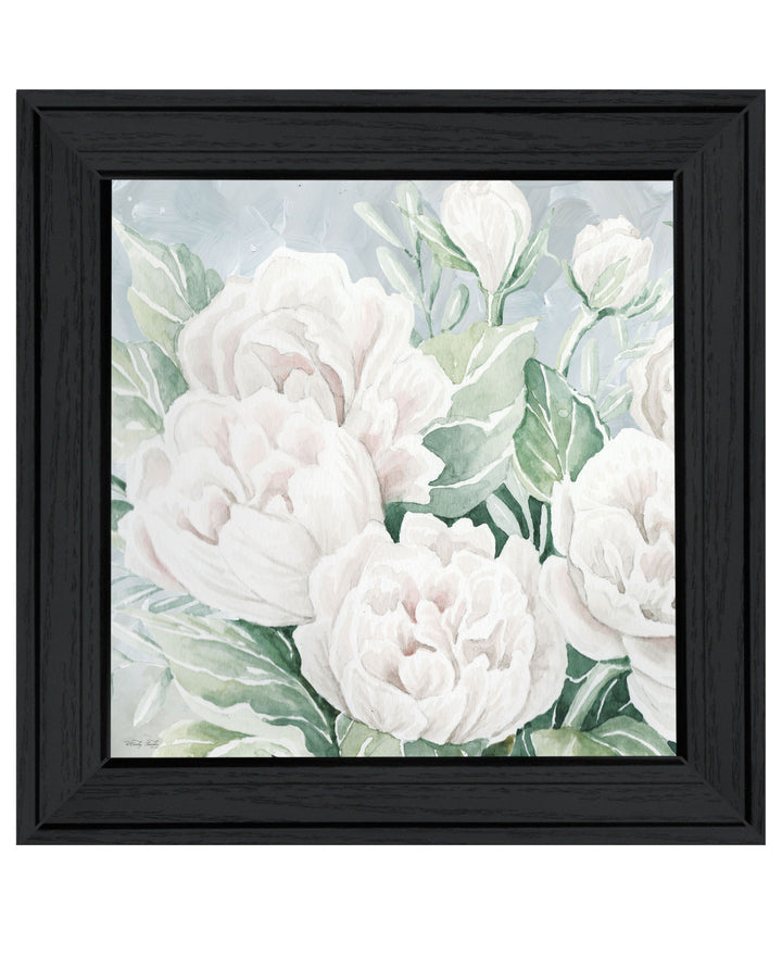 Peaceful Peonies In Full Bloom Black Framed Print Wall Art