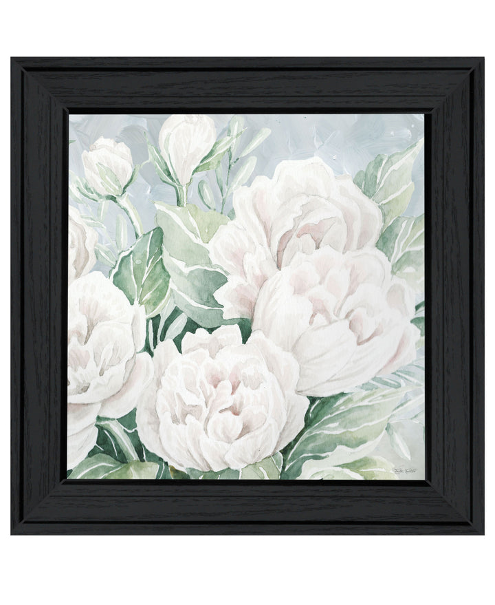 Peaceful Peonies In Full Bloom Black Framed Print Wall Art